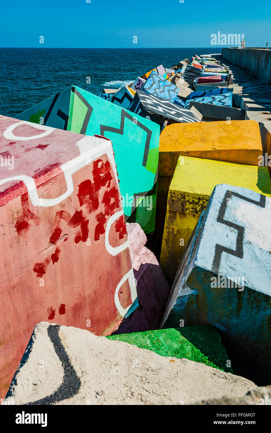 I cubi di memoria. Porto di Llanes, Asturias, Spagna Foto Stock