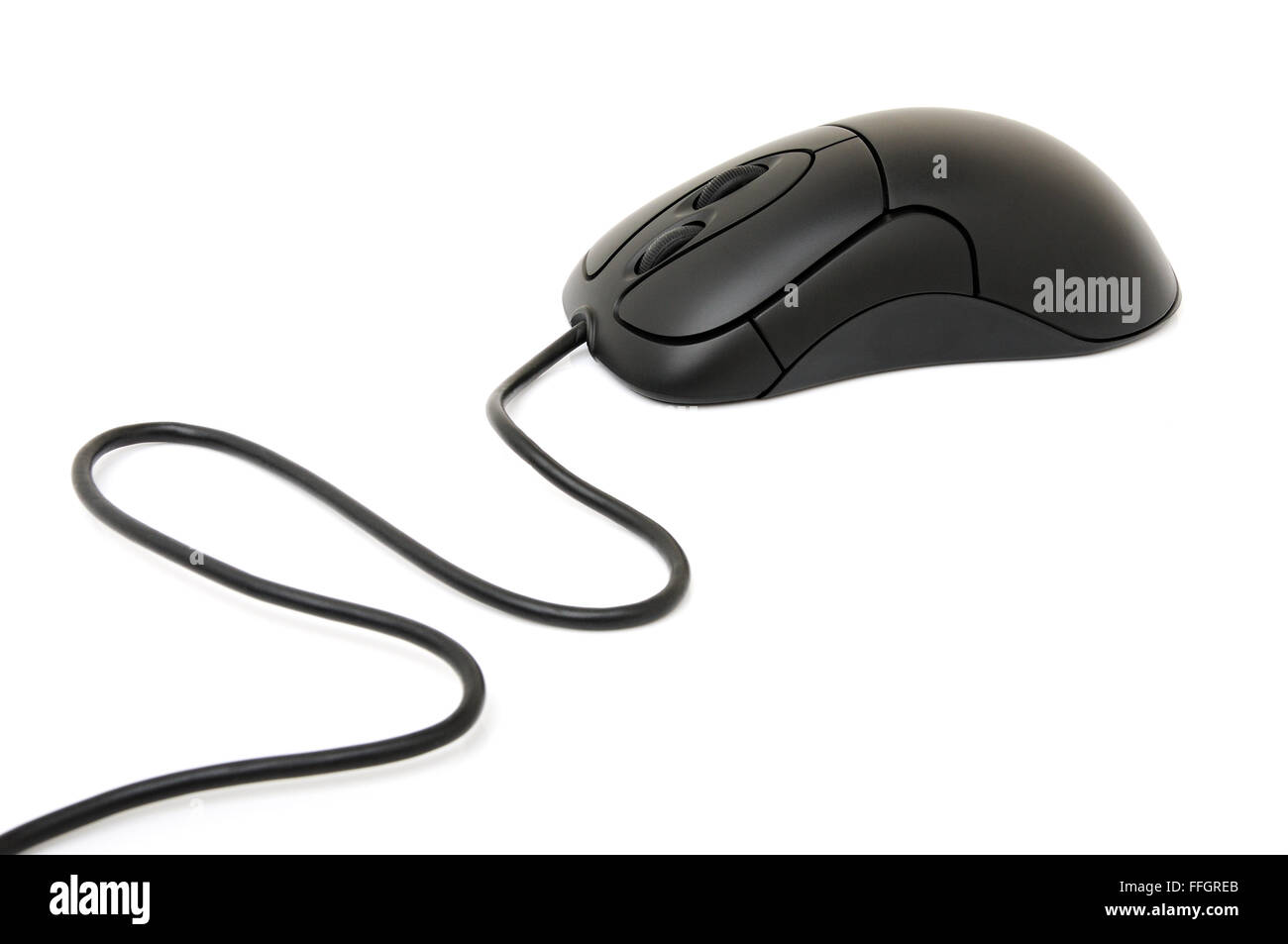 Wired mouse del computer isolati su sfondo bianco Foto Stock