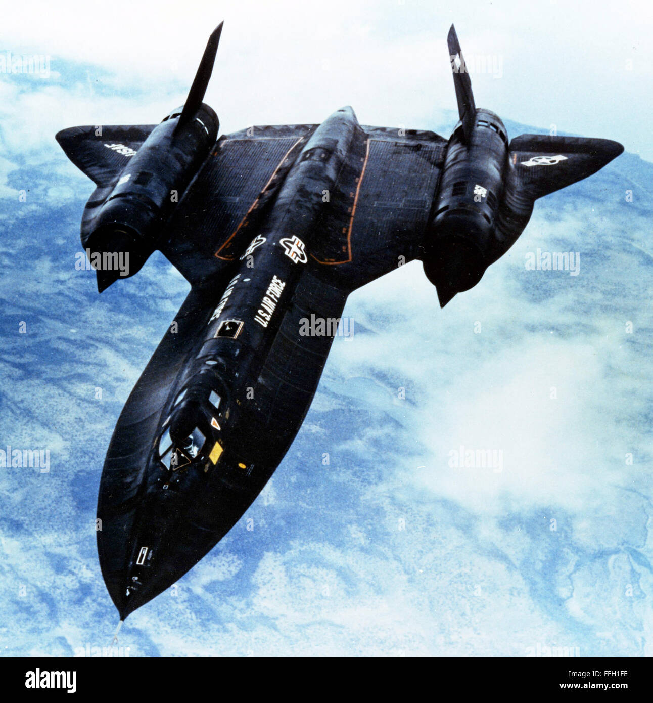 A 80000 piedi, SR-71 è stato in grado di rilevamenti topografici 100.000 chilometri quadrati di superficie EarthÕs all'ora. Foto Stock