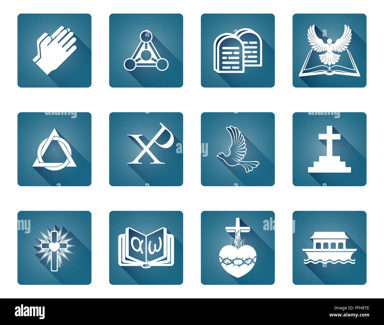 Un gruppo di religiosi cristiani icone e simboli Foto Stock