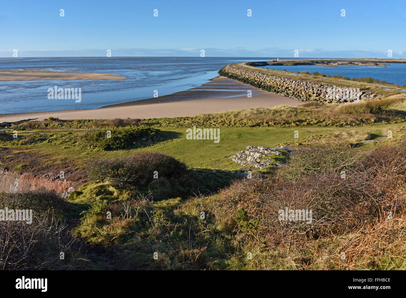 La barriera esterna. Hodbarrow, Millom, Cumbria, England, Regno Unito, Europa. Foto Stock