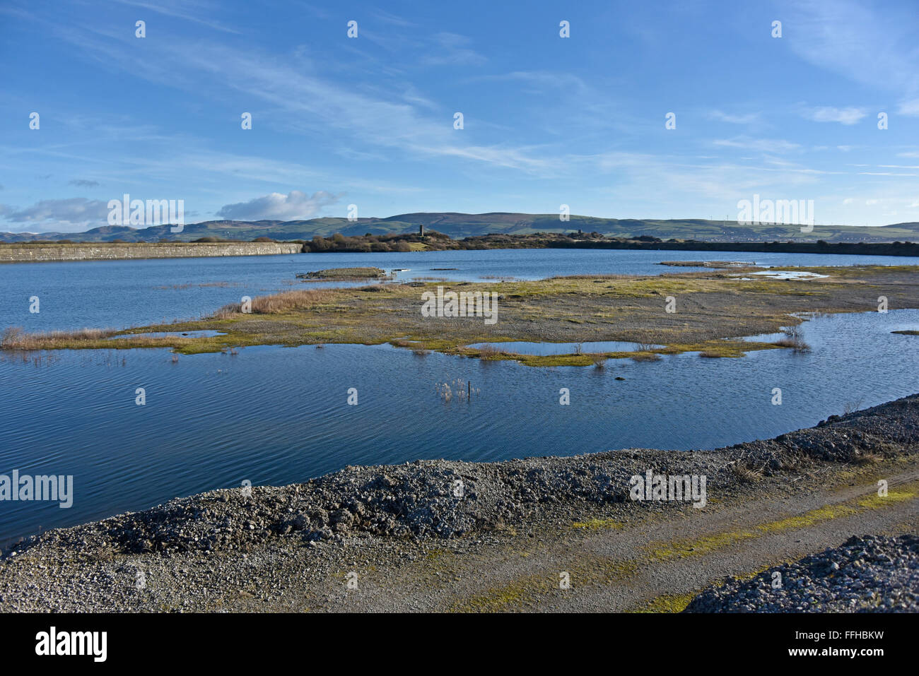 La Laguna, Hodbarrow, Millom, Cumbria, England, Regno Unito, Europa. Foto Stock