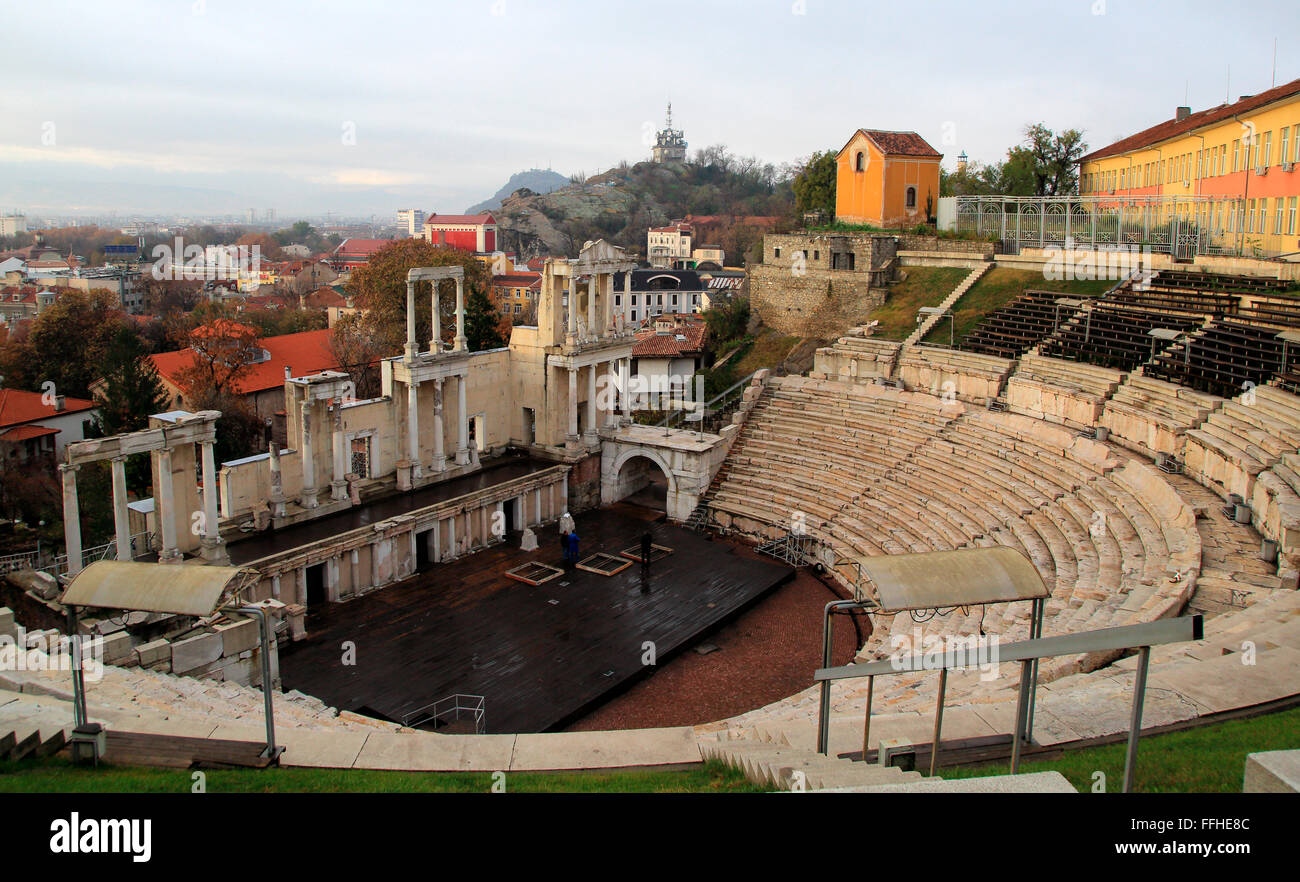 Anfiteatro romano di Plovdiv, Bulgaria, Europa orientale Foto Stock