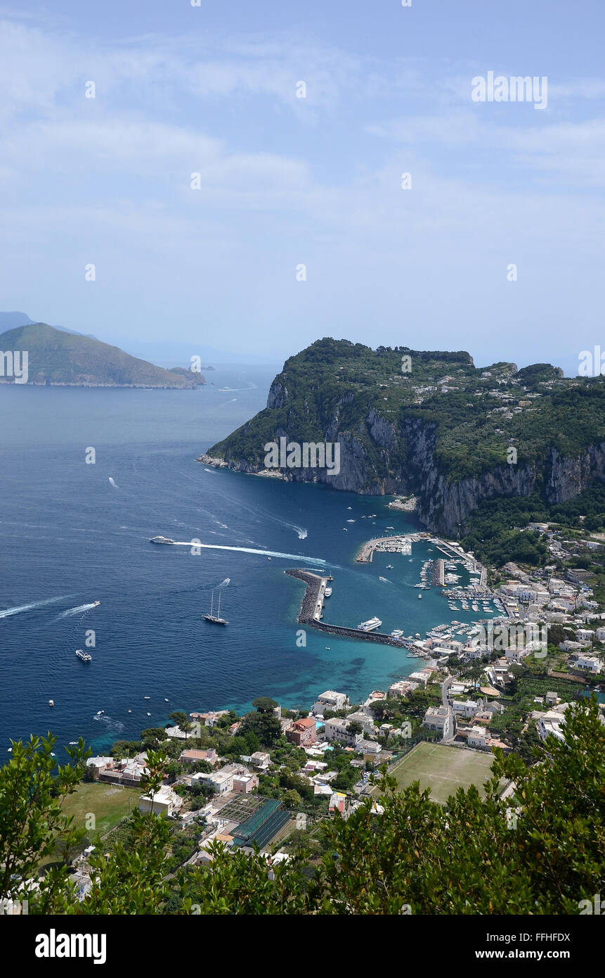 Isola di Capri panorama sul centro di Anacapri Foto Stock