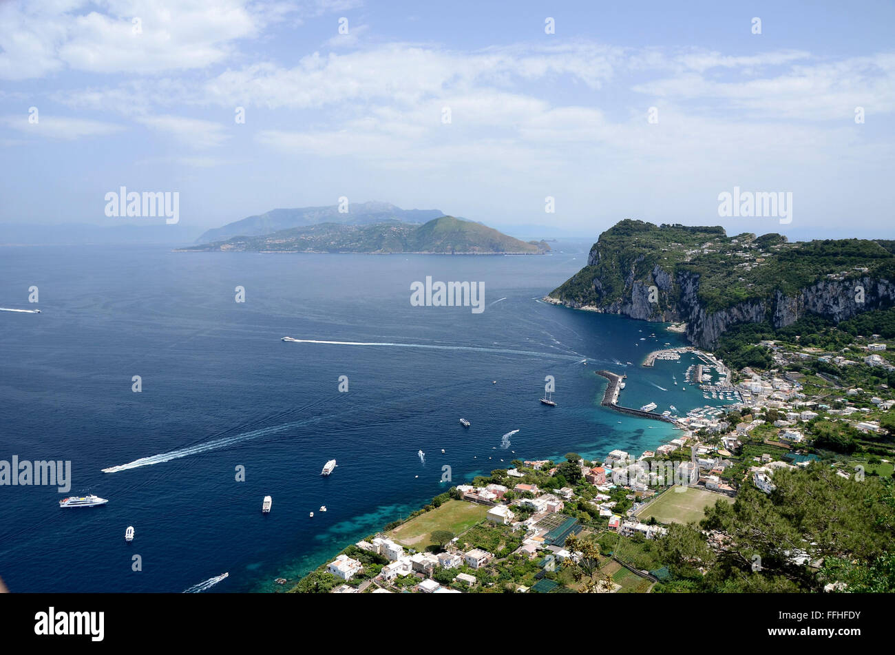 Isola di Capri panorama sul centro di Anacapri Foto Stock