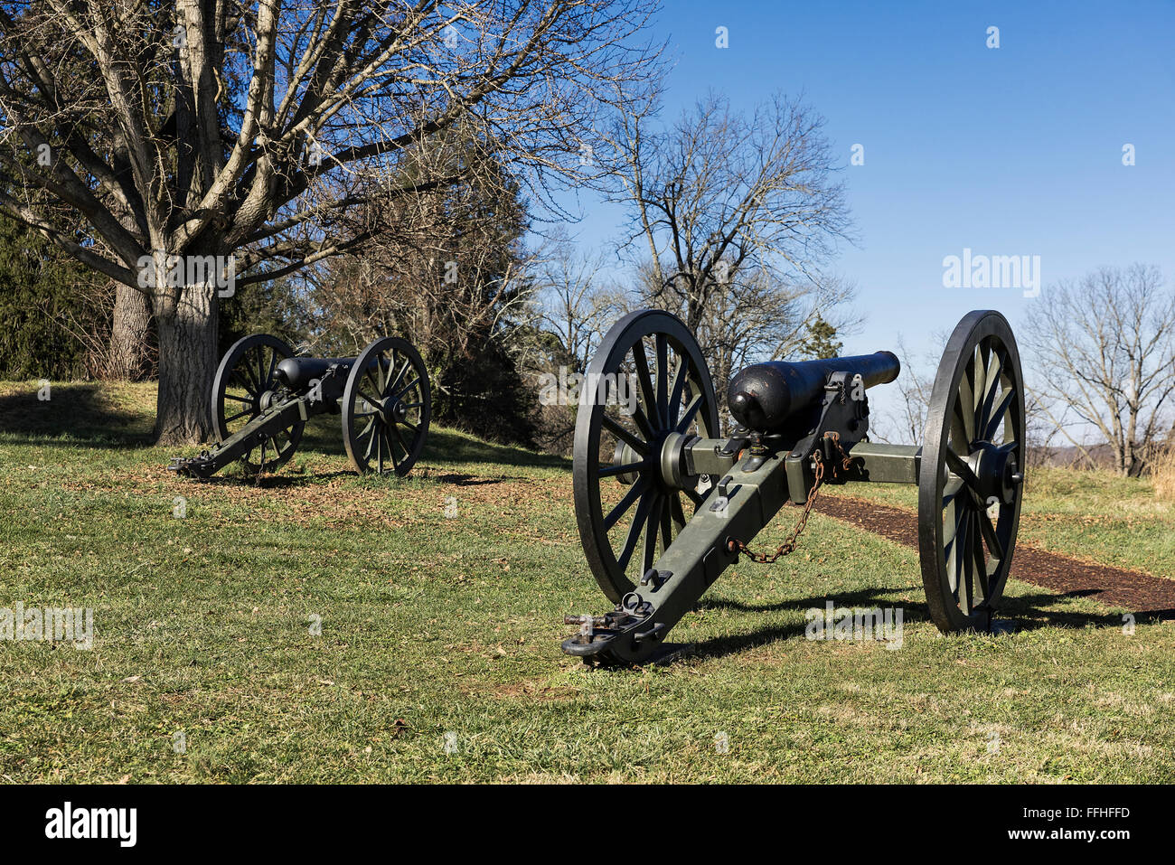 I cannoni sulla battaglia di Fredericksburg National Military Park, Virginia, Stati Uniti d'America Foto Stock
