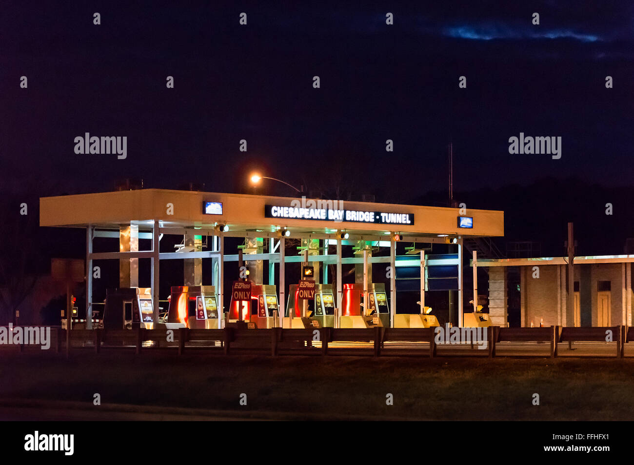 Chesapeake Bay Bridge Tunnel casello, Cape Charles, Virginia, Stati Uniti d'America Foto Stock