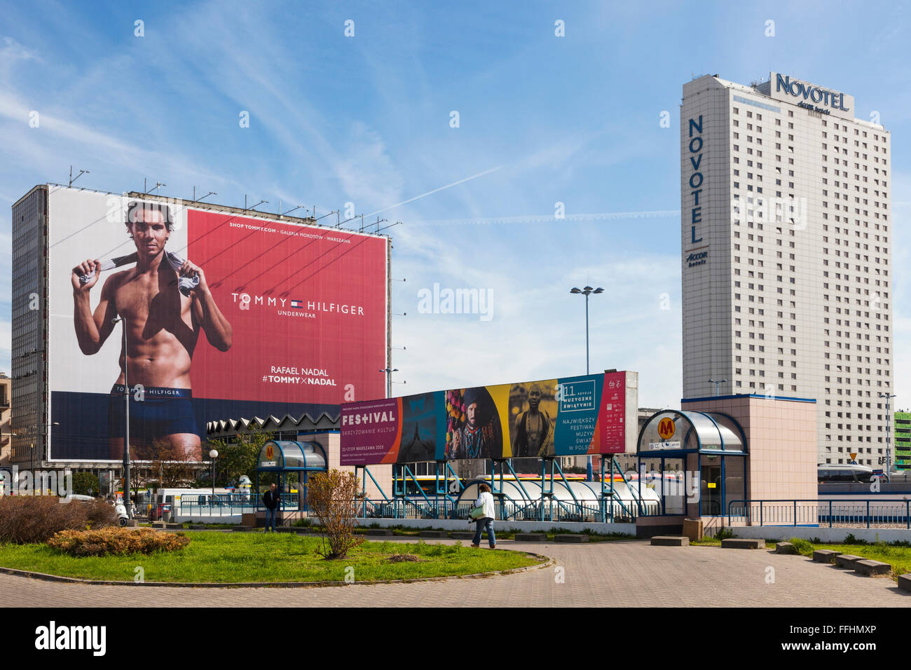 Rafael Nadal su Tommy Hilfiger billboard nel centro di Varsavia, Polonia Foto Stock