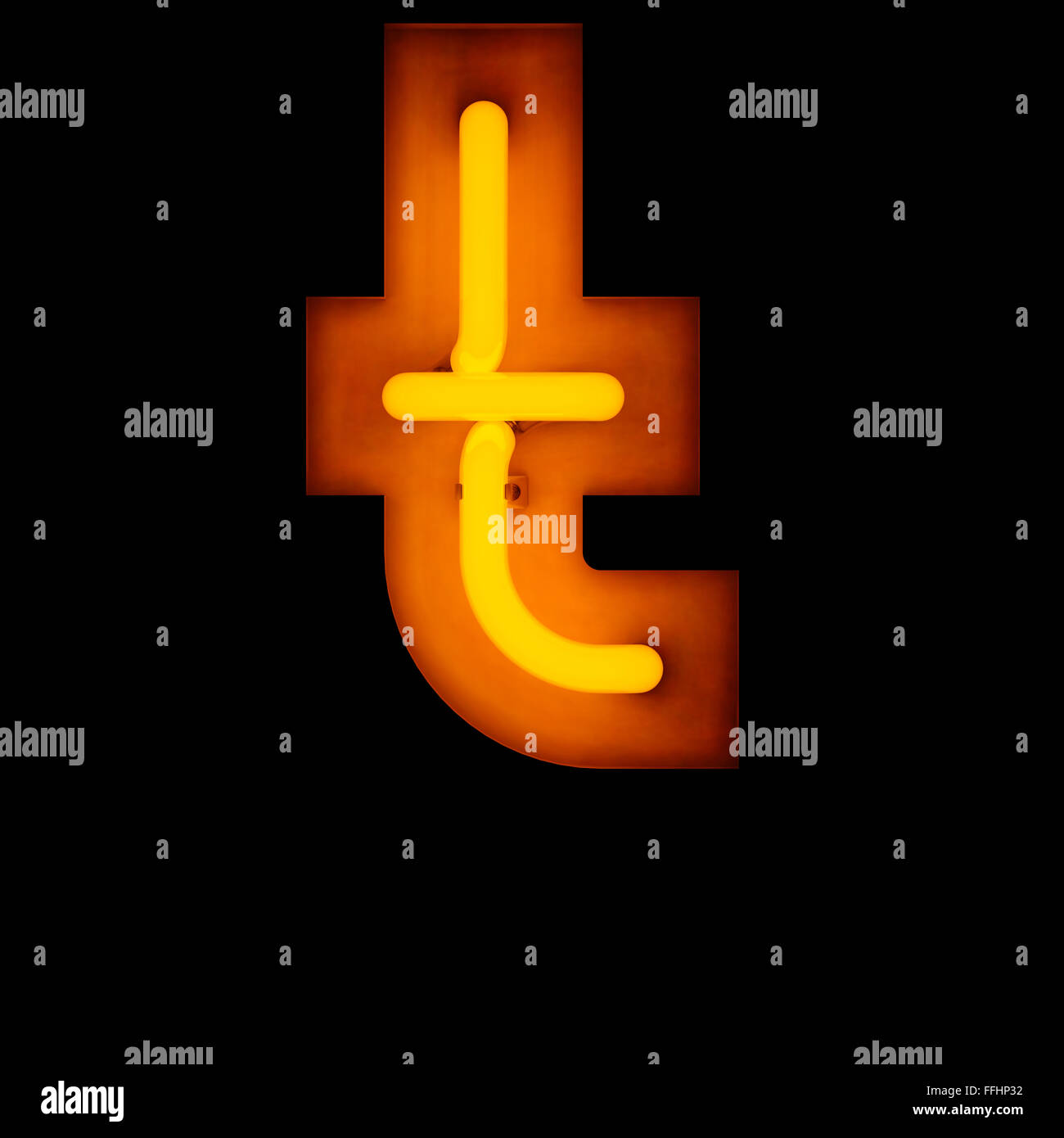 Il Neon lettera t minuscola alfabeto neon isolato di raccolta su nero Foto Stock