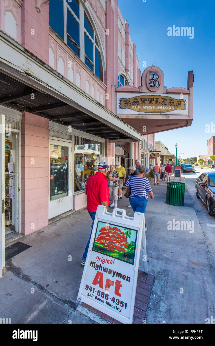 Quartiere del centro storico listato sul Registro Nazionale dei Luoghi storici di antiche città dello shopping di Arcadia Florida. Foto Stock