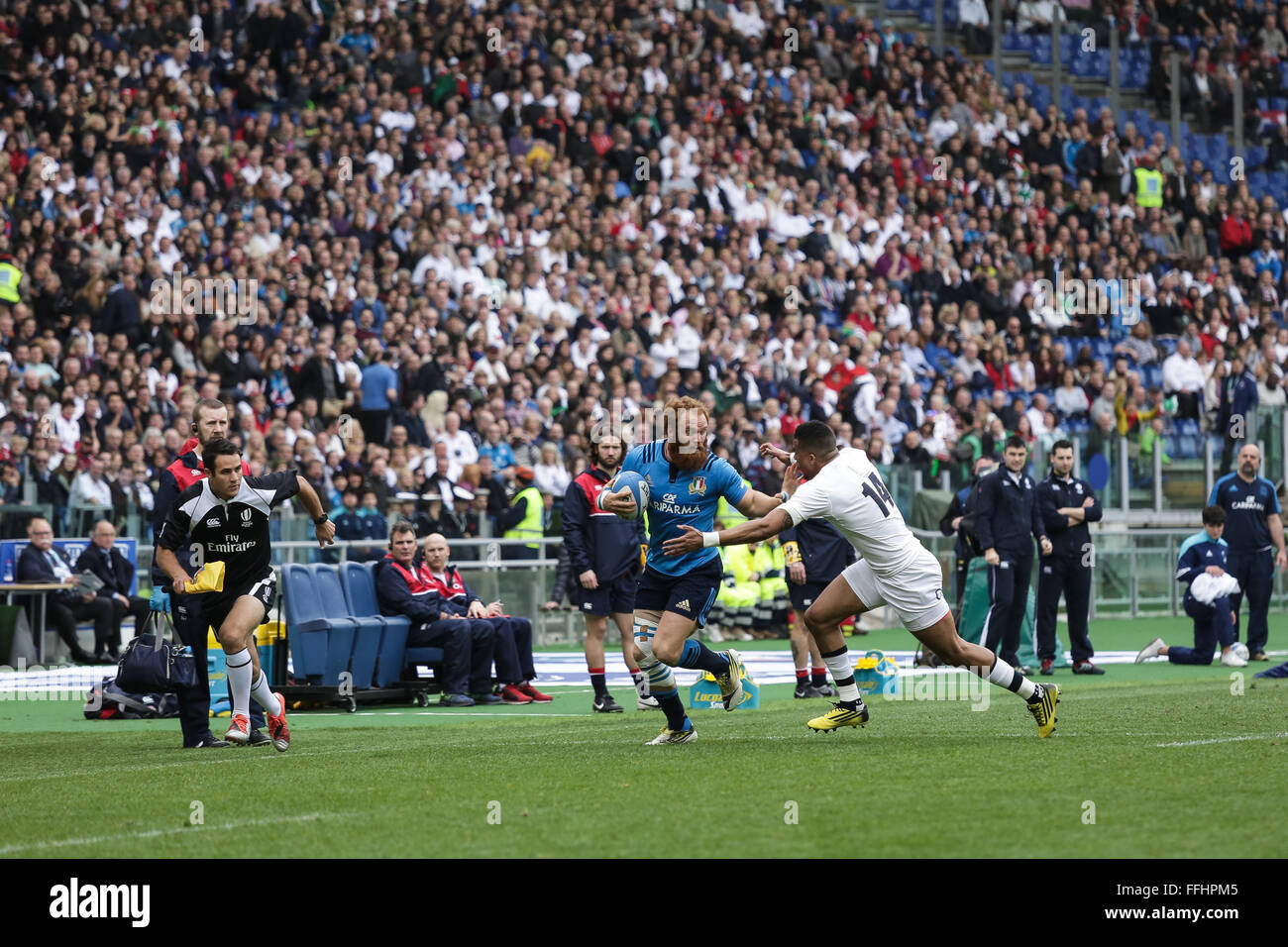 Stadio Olimpico di Roma, Italia. Xiv Feb, 2016. RBS 6 Nazioni campionati. Italia contro l'Inghilterra. Credito: Massimiliano Carnabuci/Alamy Live News Foto Stock
