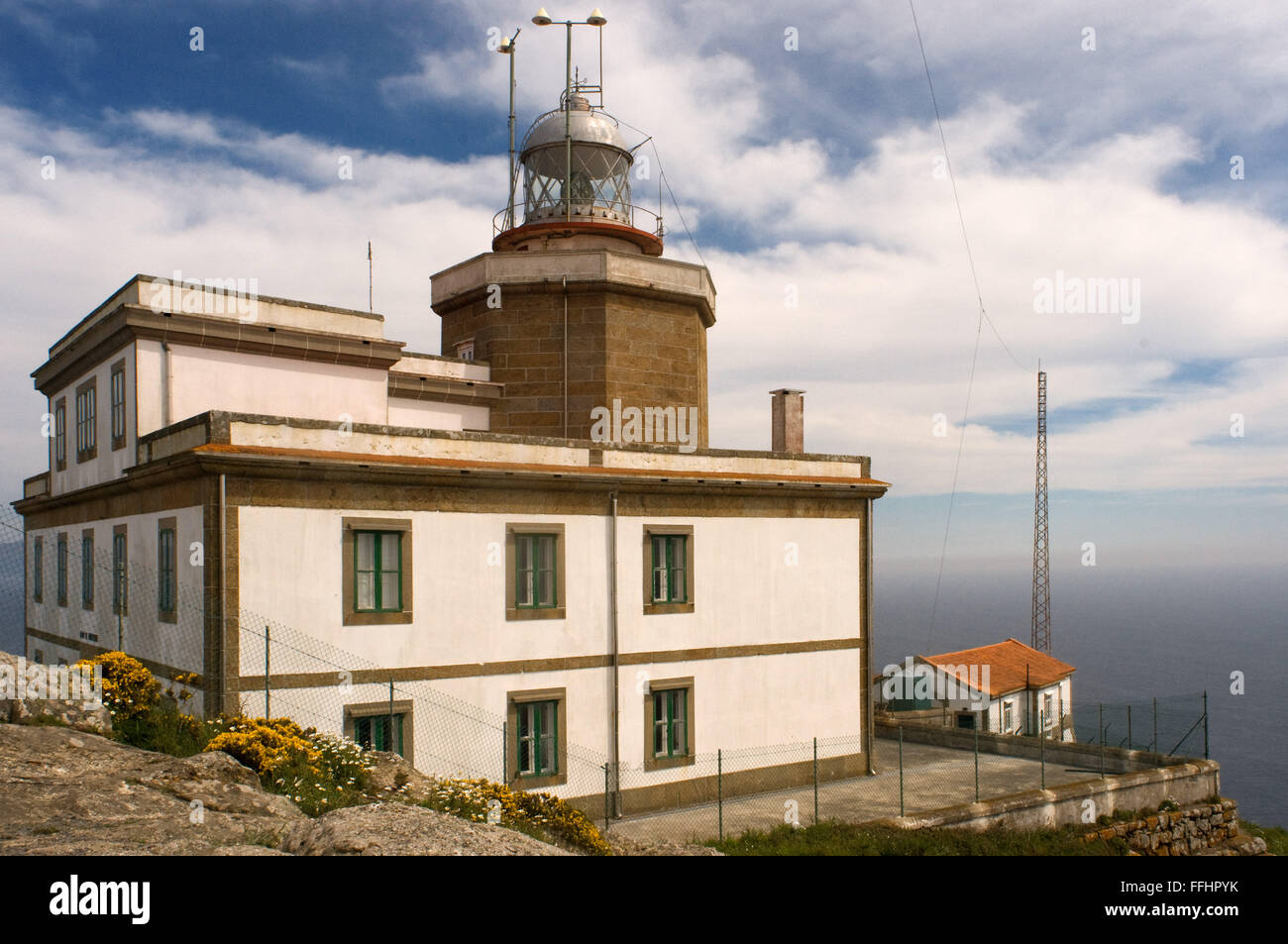 Modo di San Giacomo, Ruta Jacobea. Finis Terrae Light house. Fisterre, Finisterre, A Coruña. Finisterre Faro è la maggior parte abbiamo Foto Stock