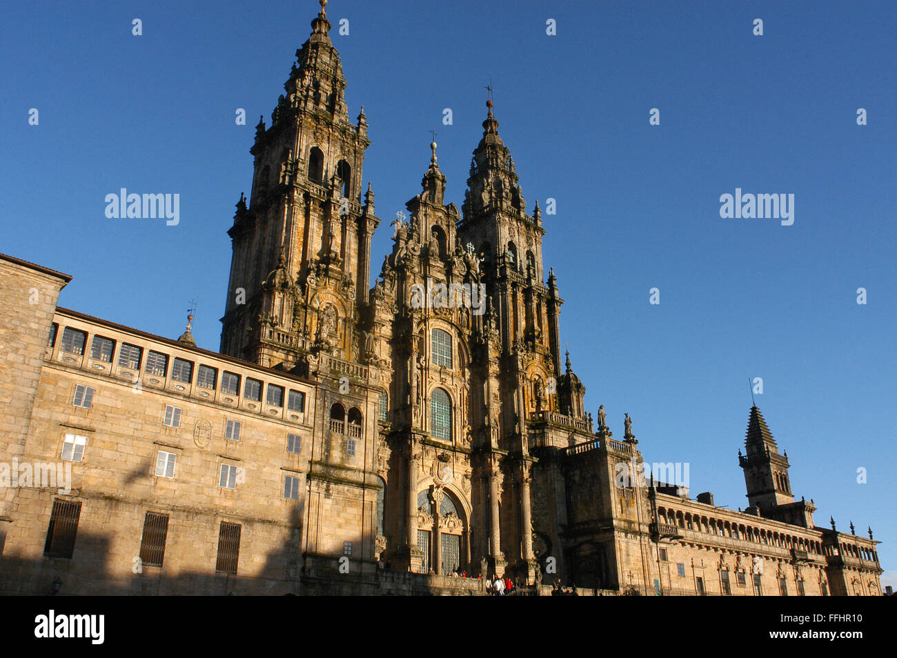 Modo di San Giacomo, Ruta Jacobea. Santiago Cathedral. Praza do Obradoiro. Santiago de Compostela. St. James's Way, il St James Foto Stock