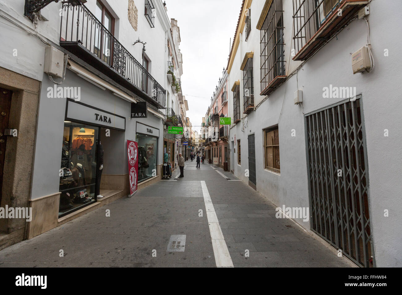 Strada pedonale di Calle Sevilla, Zafra, Estremadura, Spagna Foto Stock