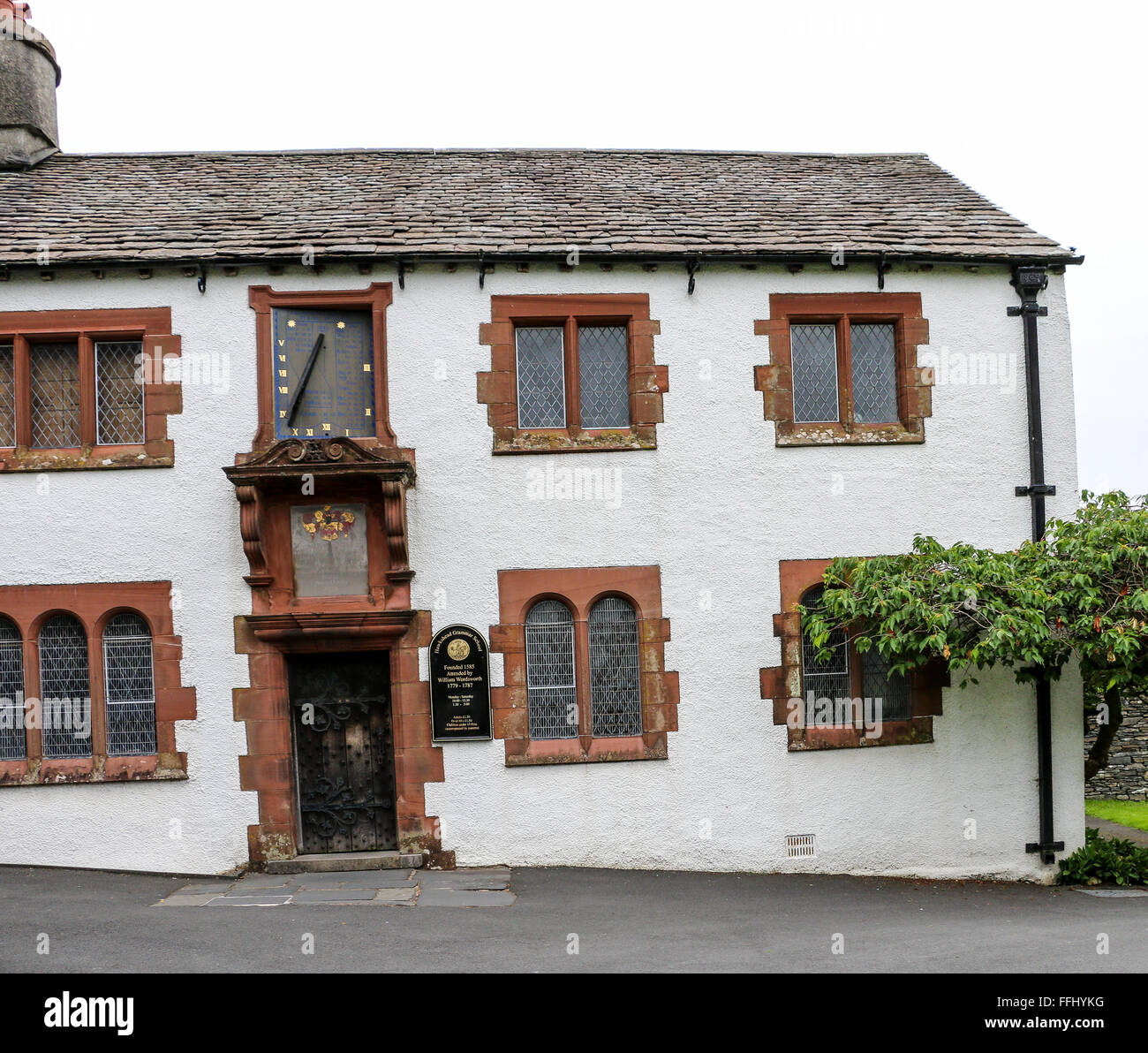 William Wordsworth la scuola, Hawkshead, Lake District, Cumbria, Inghilterra Foto Stock