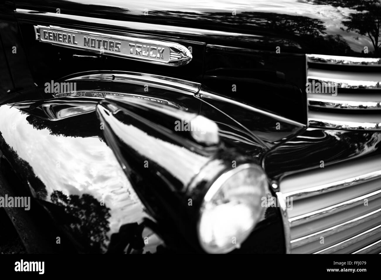 Dettaglio Immagini monocromatiche di spettacolarmente restaurata classic cars. Foto Stock