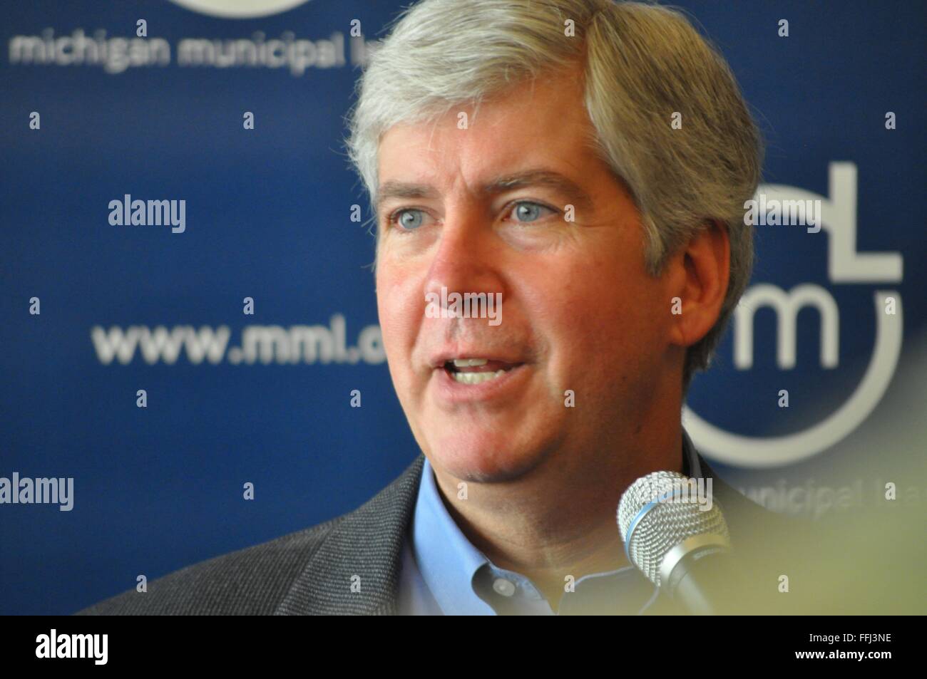 Michigan governatore Rick Snyder durante un evento presso il Michigan Municipal League Ottobre 6, 2011 in Lansing, Michigan. Foto Stock