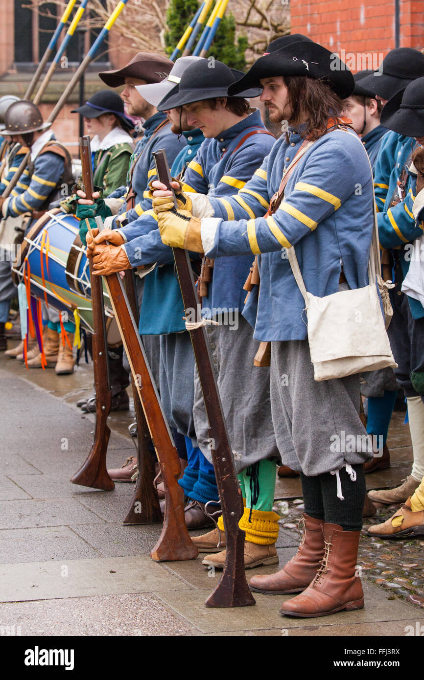 Rievocazione storica dal nodo sigillato società della guerra civile inglese battaglia a Nantwich cheshire england Foto Stock