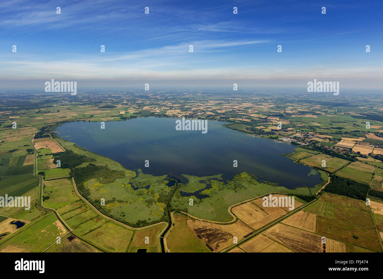 Vista aerea, Dümmer, Dümmer vedere, Nord tedesco lowland in bassa Hunte, Marl, Bassa Sassonia, Bassa Sassonia, Germania, Europa, antenna Foto Stock