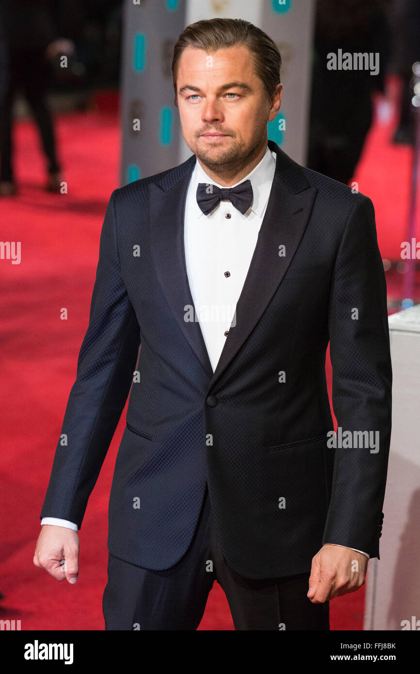 Londra, Regno Unito. Il 14 febbraio 2016. L'attore Leonardo DiCaprio. Tappeto rosso arrivi per la 69EE British Academy Film Awards, BAFTAs, presso la Royal Opera House. Credito: Immagini vibranti/Alamy Live News Foto Stock