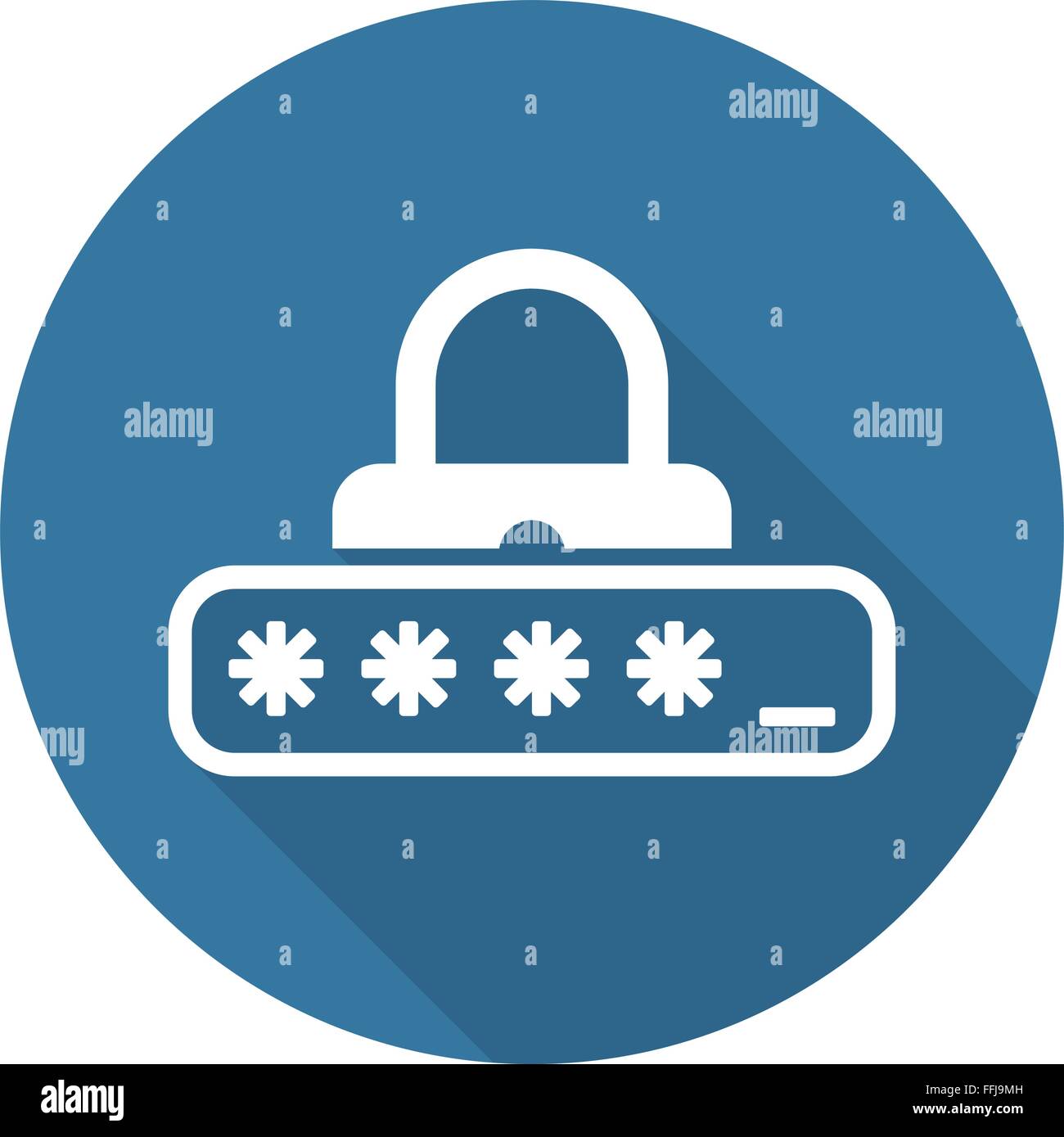 La protezione tramite password e la relativa icona. Design piatto. Illustrazione Vettoriale