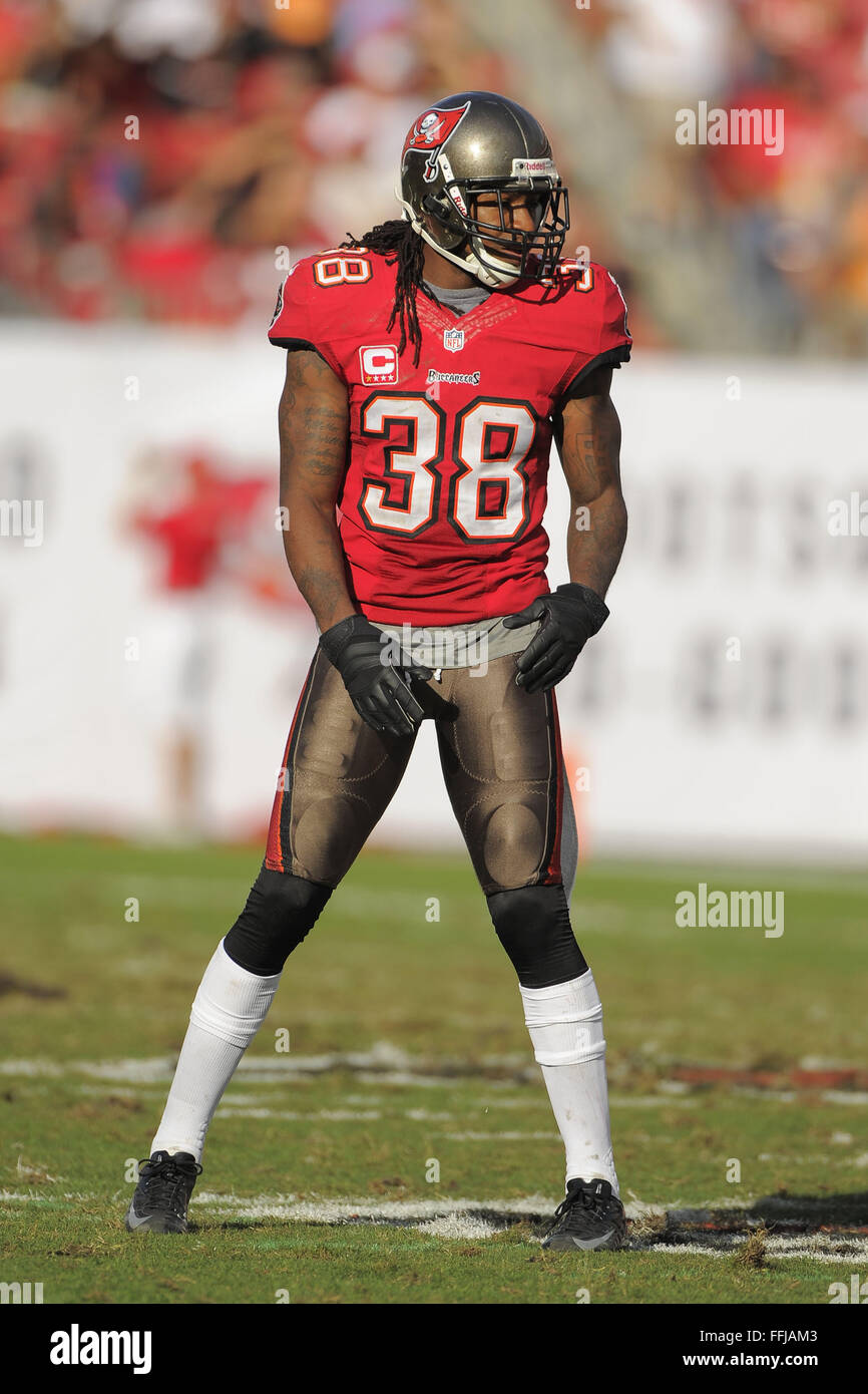 Tampa, FL, Stati Uniti d'America. 17 Nov, 2013. Tampa Bay Buccaneers libero di sicurezza Dashon Goldson (38) durante il Bucs 41-28 conquistare il aAtlanta falchi al Raymond James Stadium su nov. 17, 2013 a Tampa, in Florida. ZUMA PREMERE/ Scott A. Miller © Scott A. Miller/ZUMA filo/Alamy Live News Foto Stock