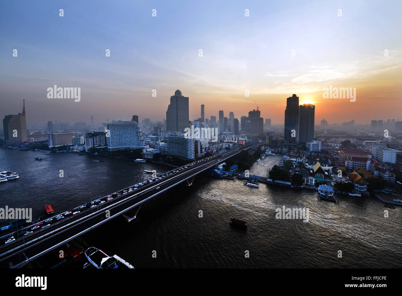 Tramonto su Bangkok, Tailandia. Foto Stock