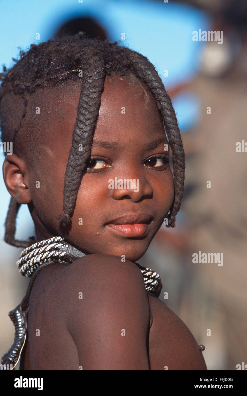 Himba kid in Namibia Foto Stock