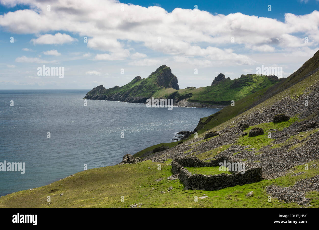 Fanks contenitori di pietre a secco dyke da dun st Kilda Foto Stock