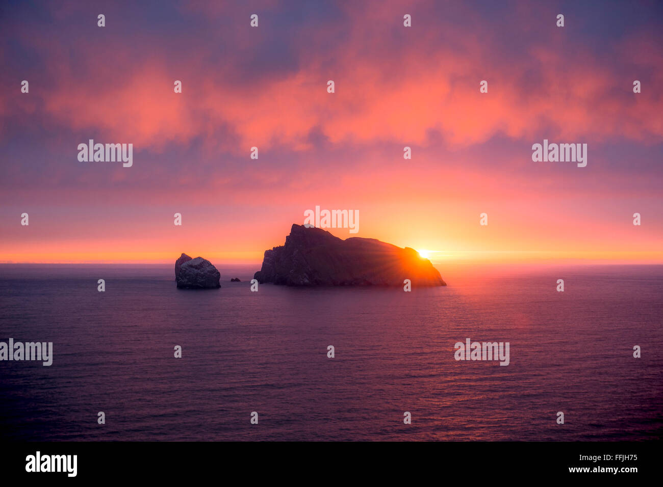 Atlantic boreray sunrise alba st Kilda sillouette Foto Stock
