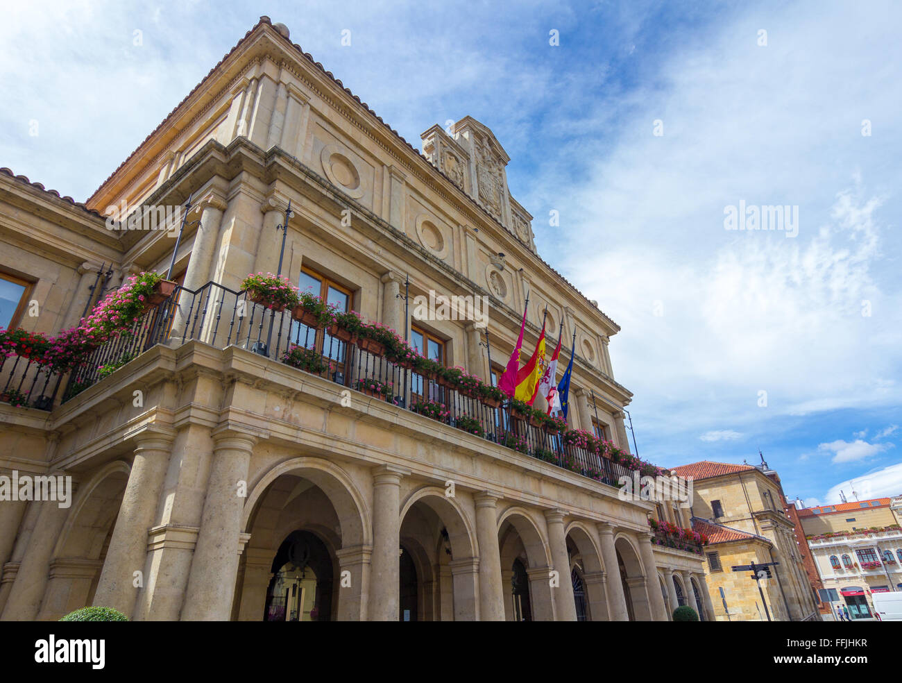 Vecchio edificio nella città di Leon in Spagna Foto Stock