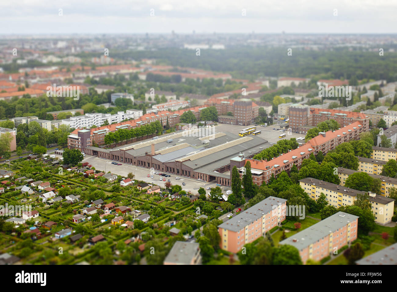 Tilt Shift vista aerea di Berlino Foto Stock