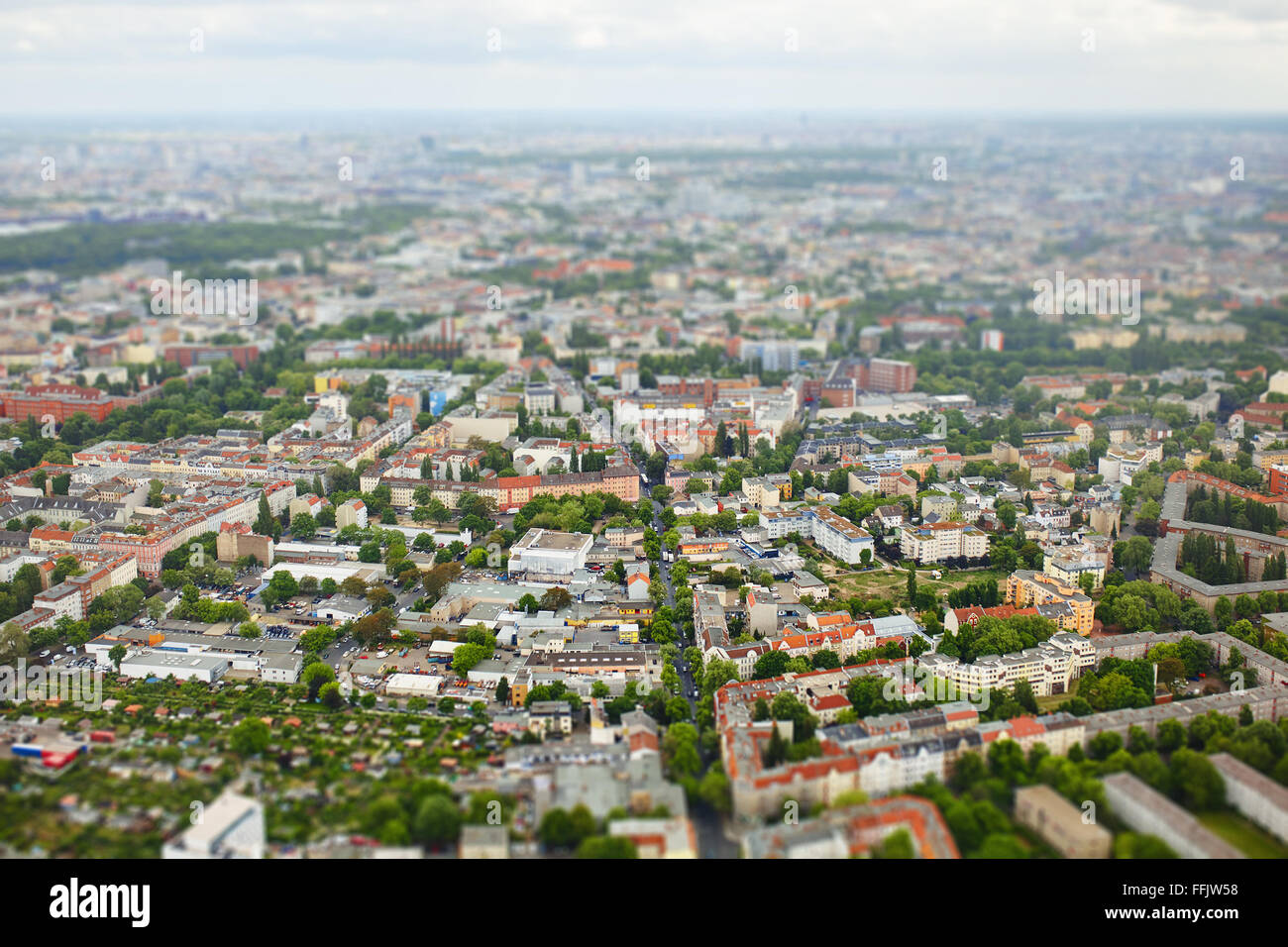 Tilt Shift vista aerea di Berlino Foto Stock