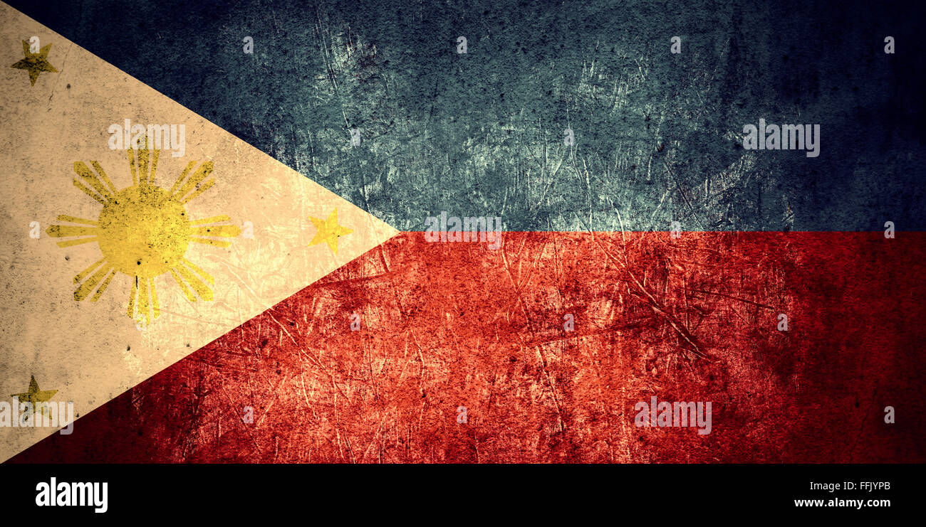 Bandiera delle Filippine o banner filippino sul modello ruvida texture di sfondo vintage Foto Stock