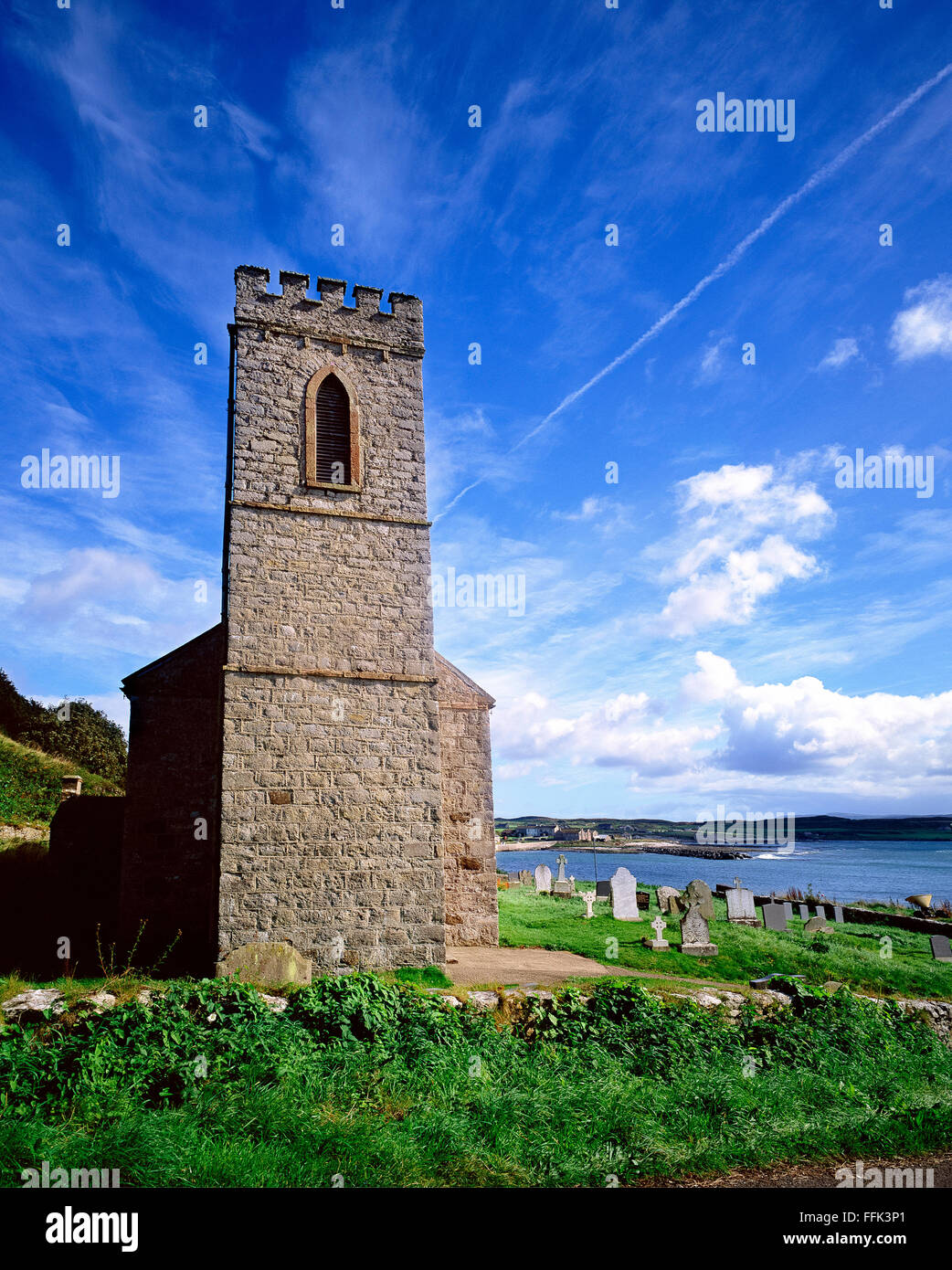 Chiesa sulla isola di Rathlin Antrim Irlanda del Nord Foto Stock