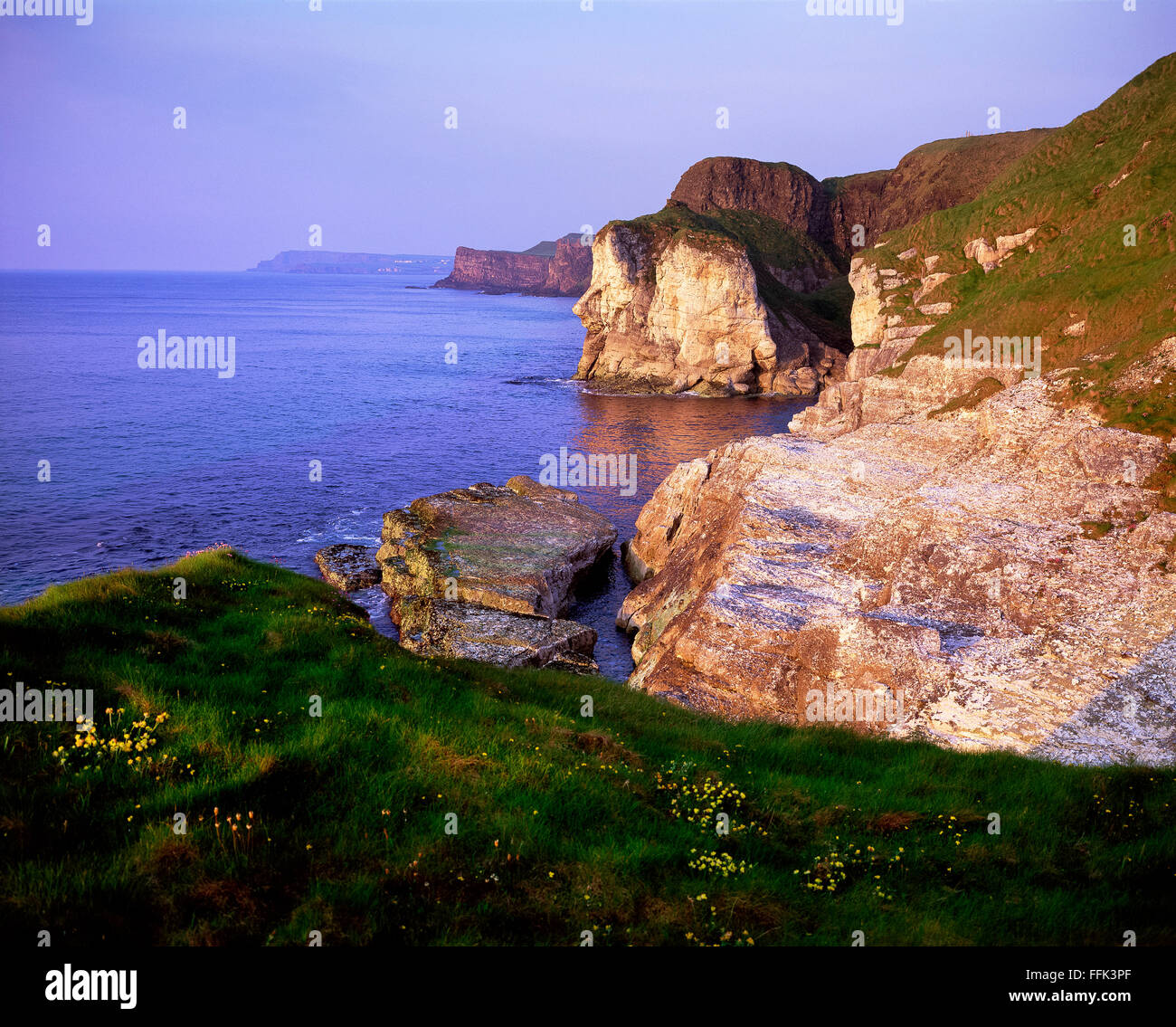 Tramonto a Whiterocks Portrush North Coast Causeway Giant's Head Irlanda del Nord Foto Stock