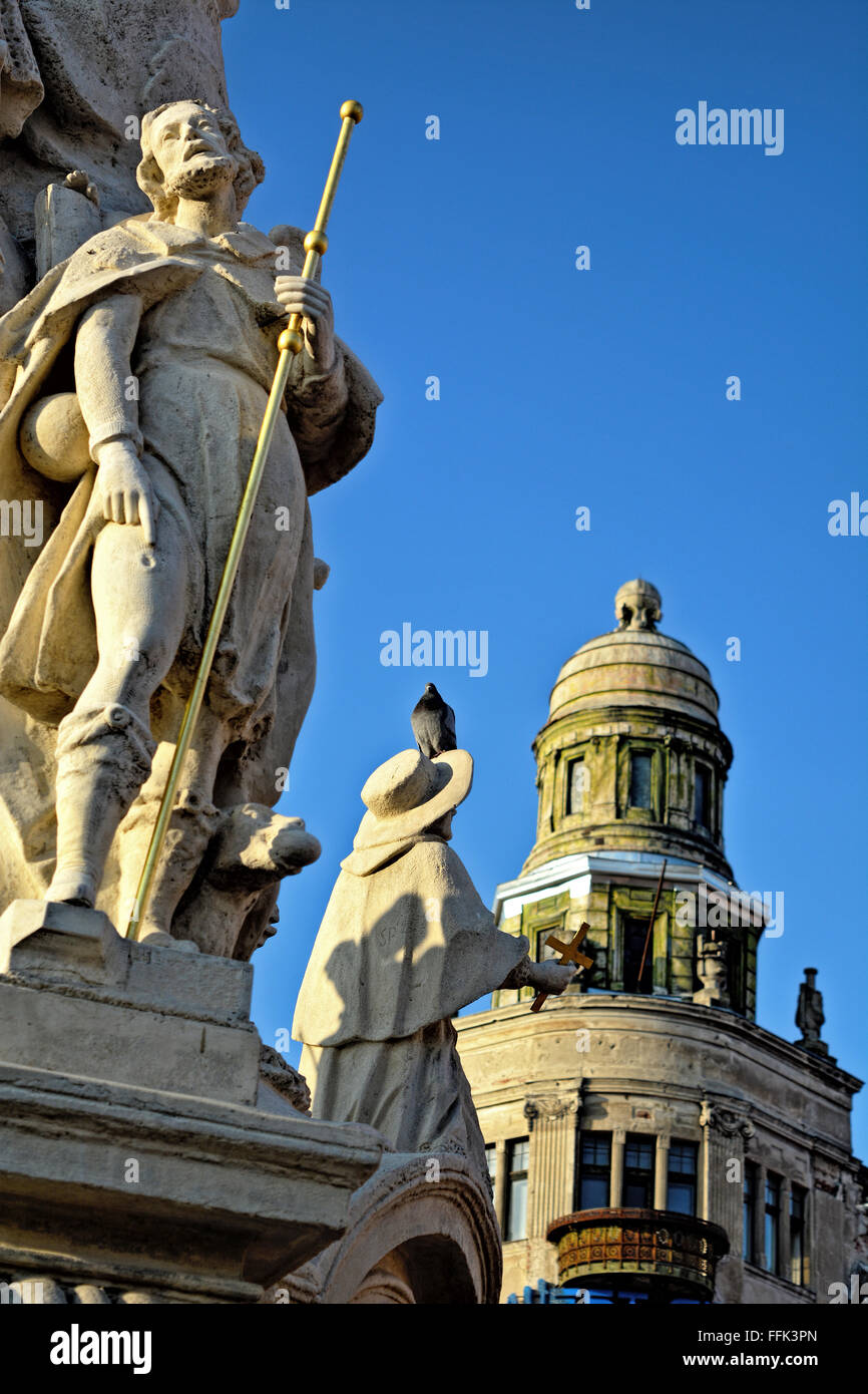 Dettaglio del monumento della Santissima Trinità a Timisoara. Foto Stock