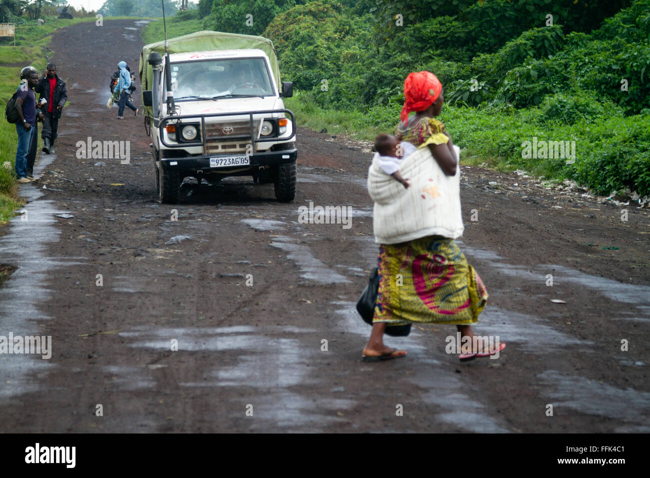 Il Parco nazionale di Virunga , sulla strada tra Goma e Rutshuru ,nel nord Kivu, nella Repubblica democratica del Congo, LA REPUBBLICA DEMOCRATICA DEL CONGO,l'Africa Centrale. Foto Stock