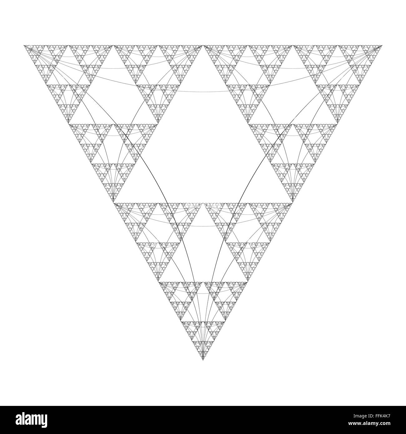 Vettore di colore nero triangolo geometria sacrale fractal decorazione astratta isolato immagine sfondo bianco Illustrazione Vettoriale