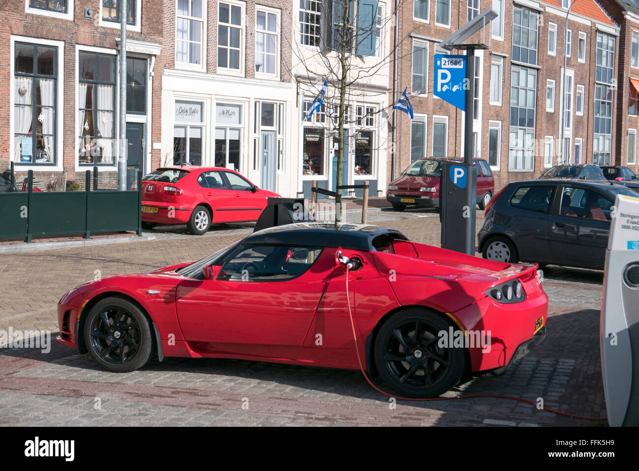 La Tesla Roadster, Middelburg, costa del Mare del Nord, Zeeland, Paesi Bassi Foto Stock