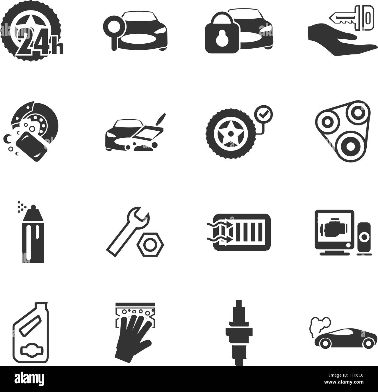 Auto shop set di icone Illustrazione Vettoriale