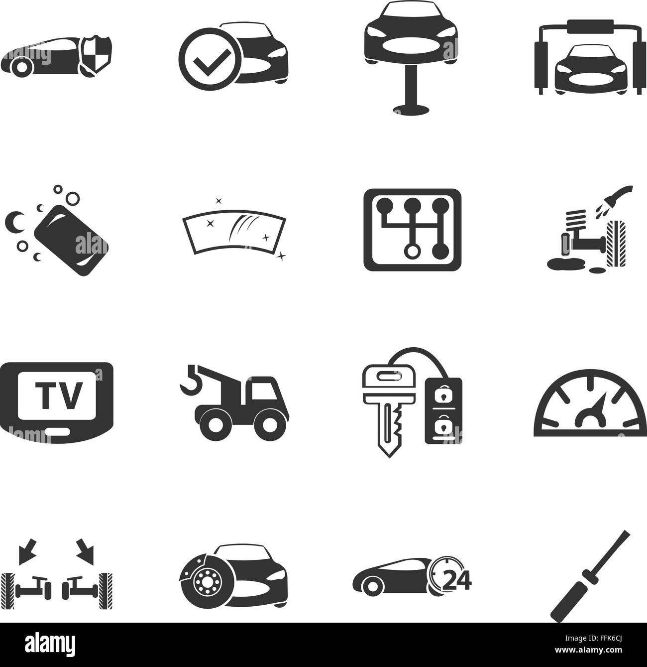 Auto shop set di icone Illustrazione Vettoriale