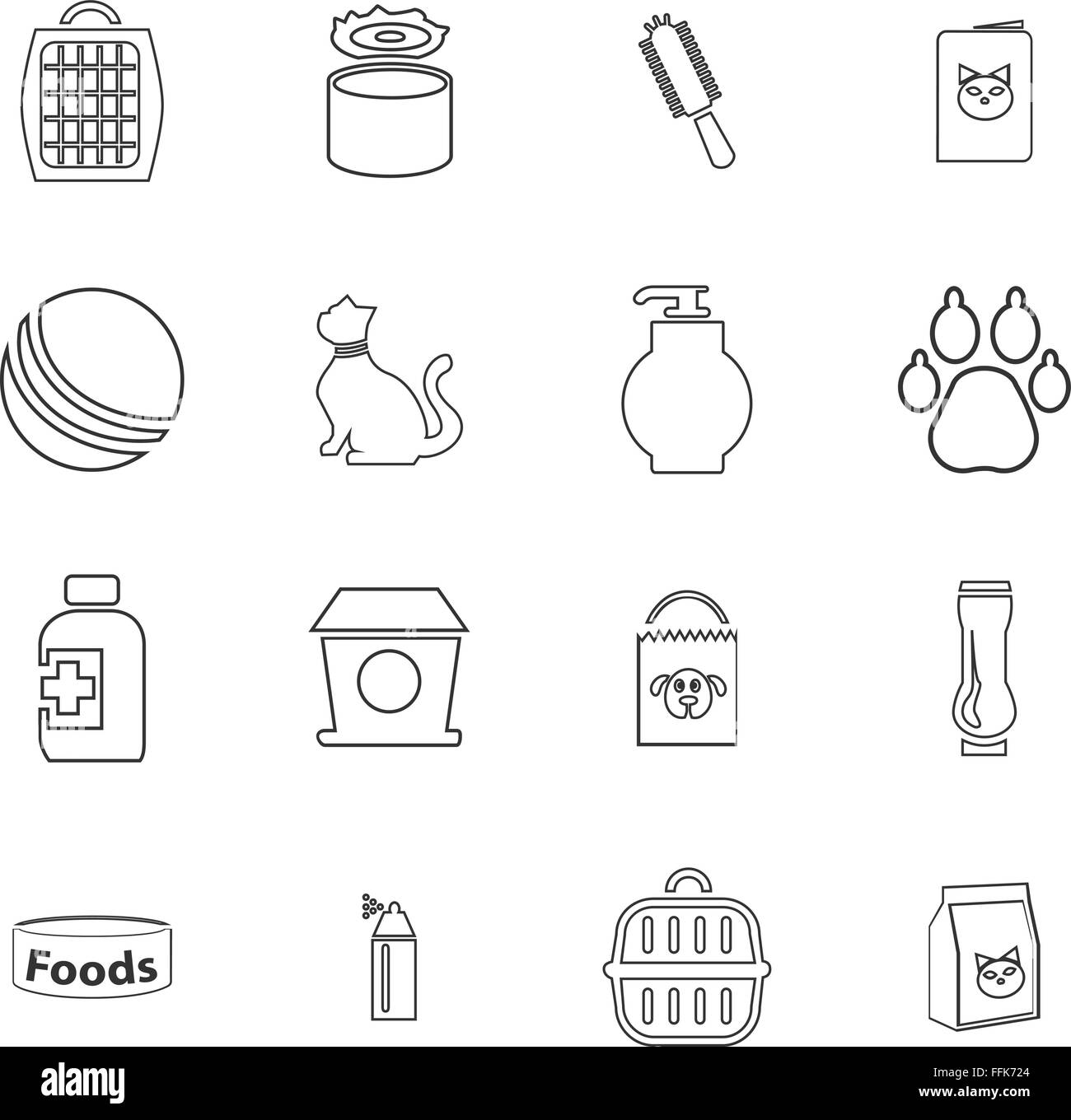 Prodotti per animali domestici set di icone Illustrazione Vettoriale