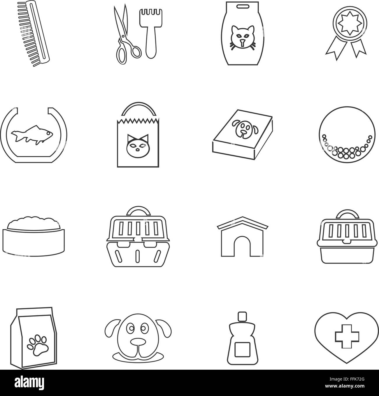 Prodotti per animali domestici set di icone Illustrazione Vettoriale