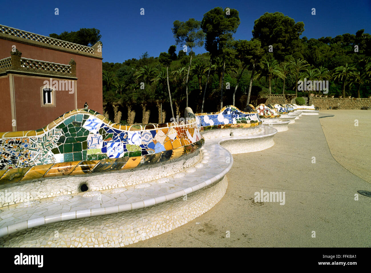 Spagna, Barcellona, Parc Güell, architetto Antoni Gaudì Foto Stock
