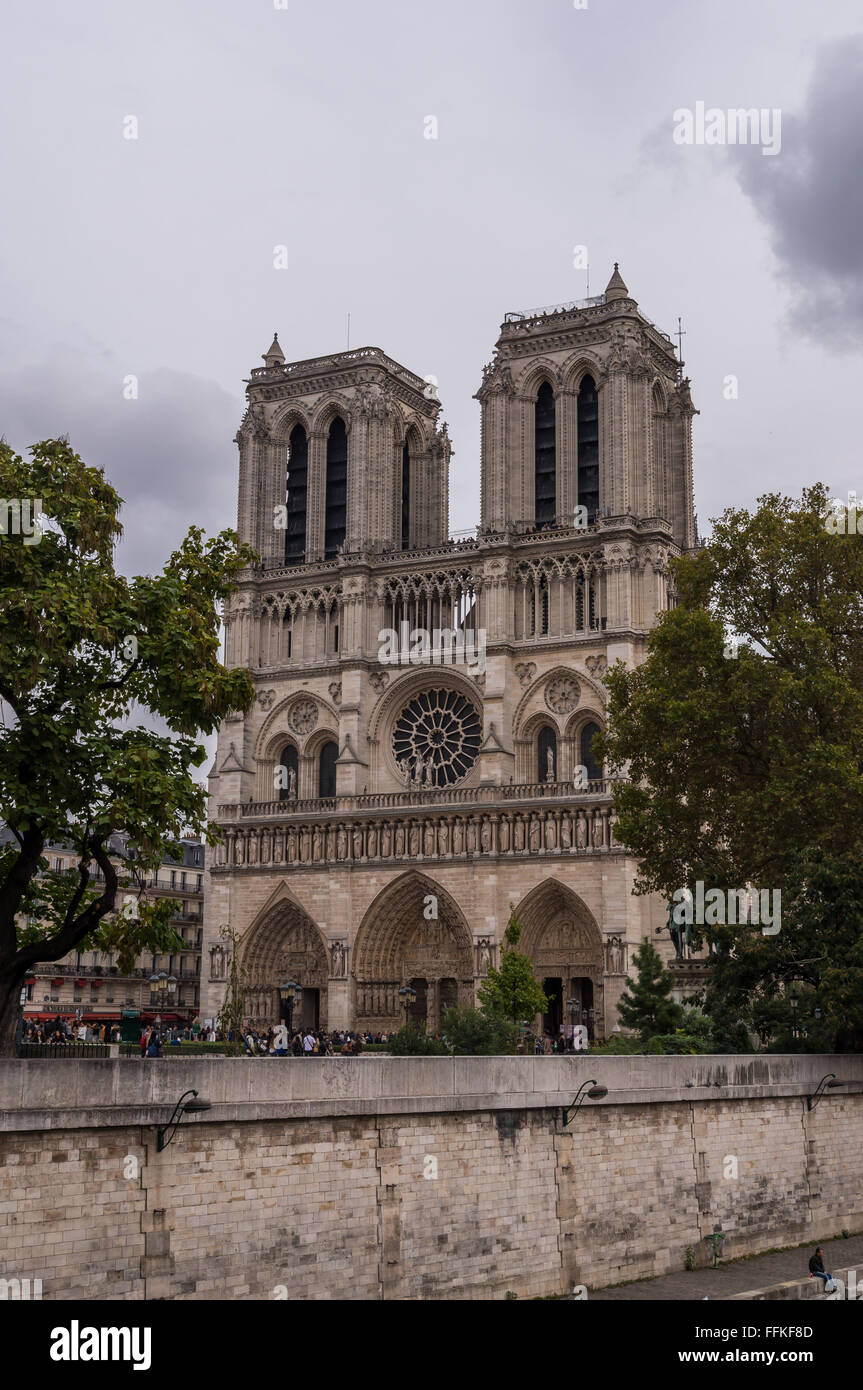 La cattedrale di Notre Dame di Parigi, facciata ovest Foto Stock