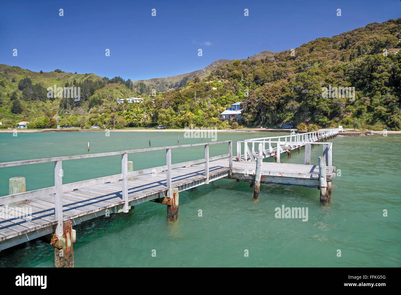 Fase di atterraggio del Marlborough Sounds, Nuova Zelanda Foto Stock