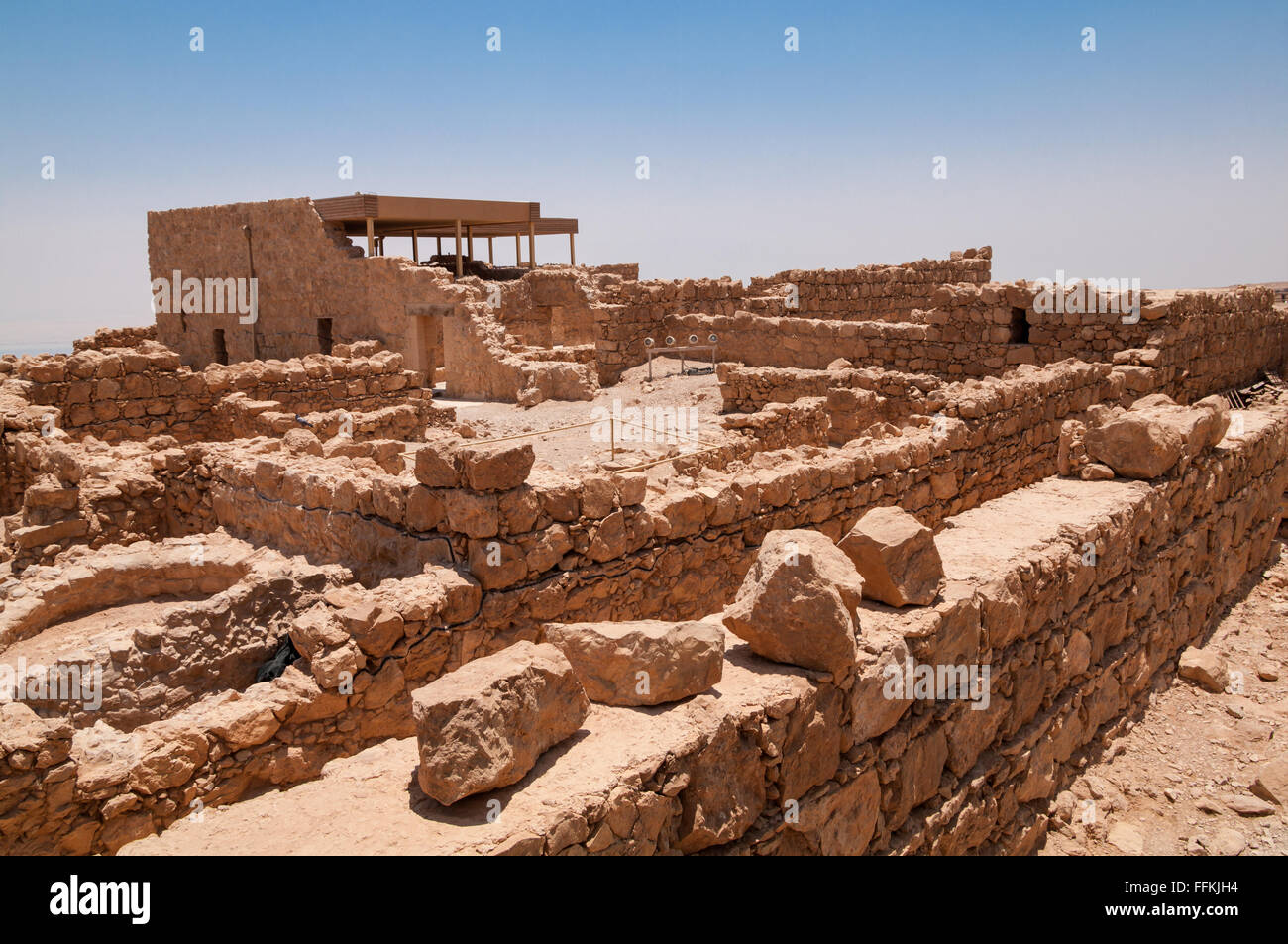 Le rovine della fortezza di Masada in Israele. Foto Stock