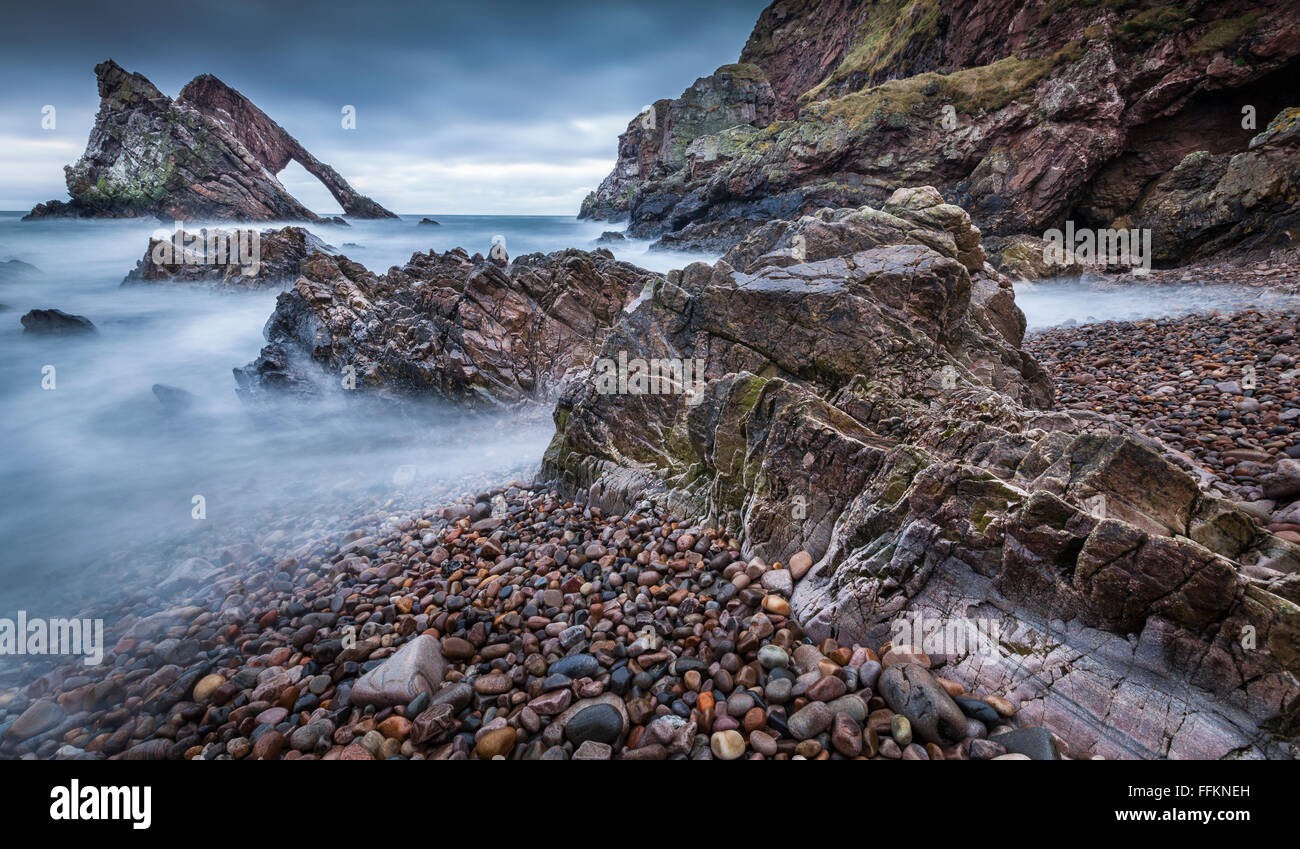 Bow Fiddle Rock a Portknockie in Scozia. Foto Stock