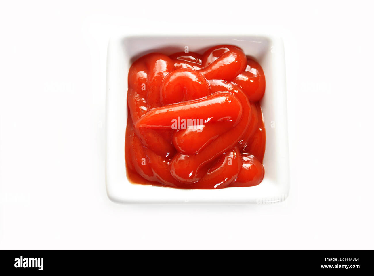 Catsup cremoso in una vaschetta quadrata Foto Stock